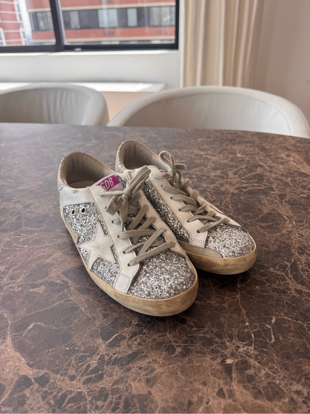 Golden Goose Women's Silver Glitter Star Sneakers